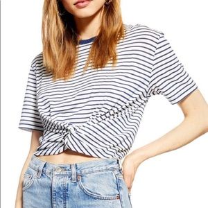 TOPSHOP Twist Front Stripes Tee